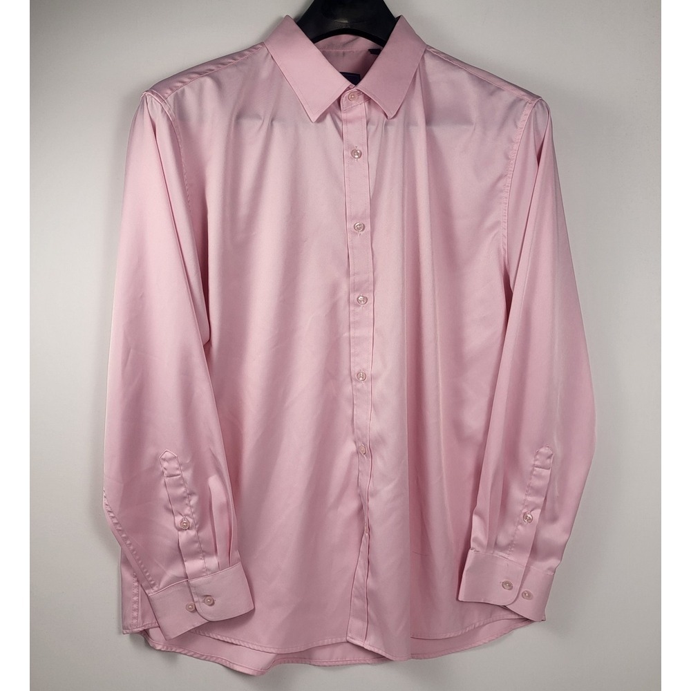 Shield LD-X Dress Shirt Mens 2XL Pink Slim Fit Button Down Collar Long Sleeve - Picture 1 of 6
